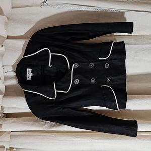 Clueless 90's Moschery Vintage Double Breasted Linen Women's Blazer White Piping